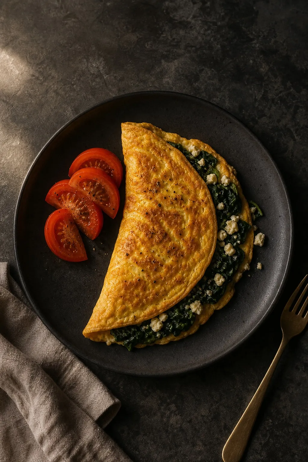Spinach and feta omelette